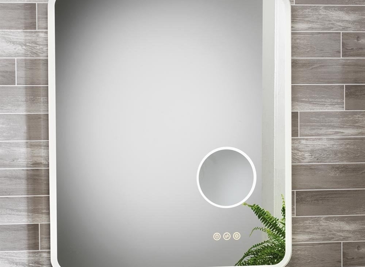 Evora Mirror with Integrated Magnifying Glass & LED Light - 600 x 700mm